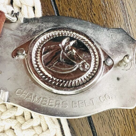 Collectible Chambers Belt Co. Brown Tooled Leather Silver Horse Head Buckle 42" - Picture 12 of 12